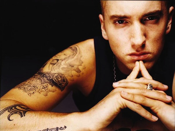 eminem tattoos on back. Rapper Eminem is set to open